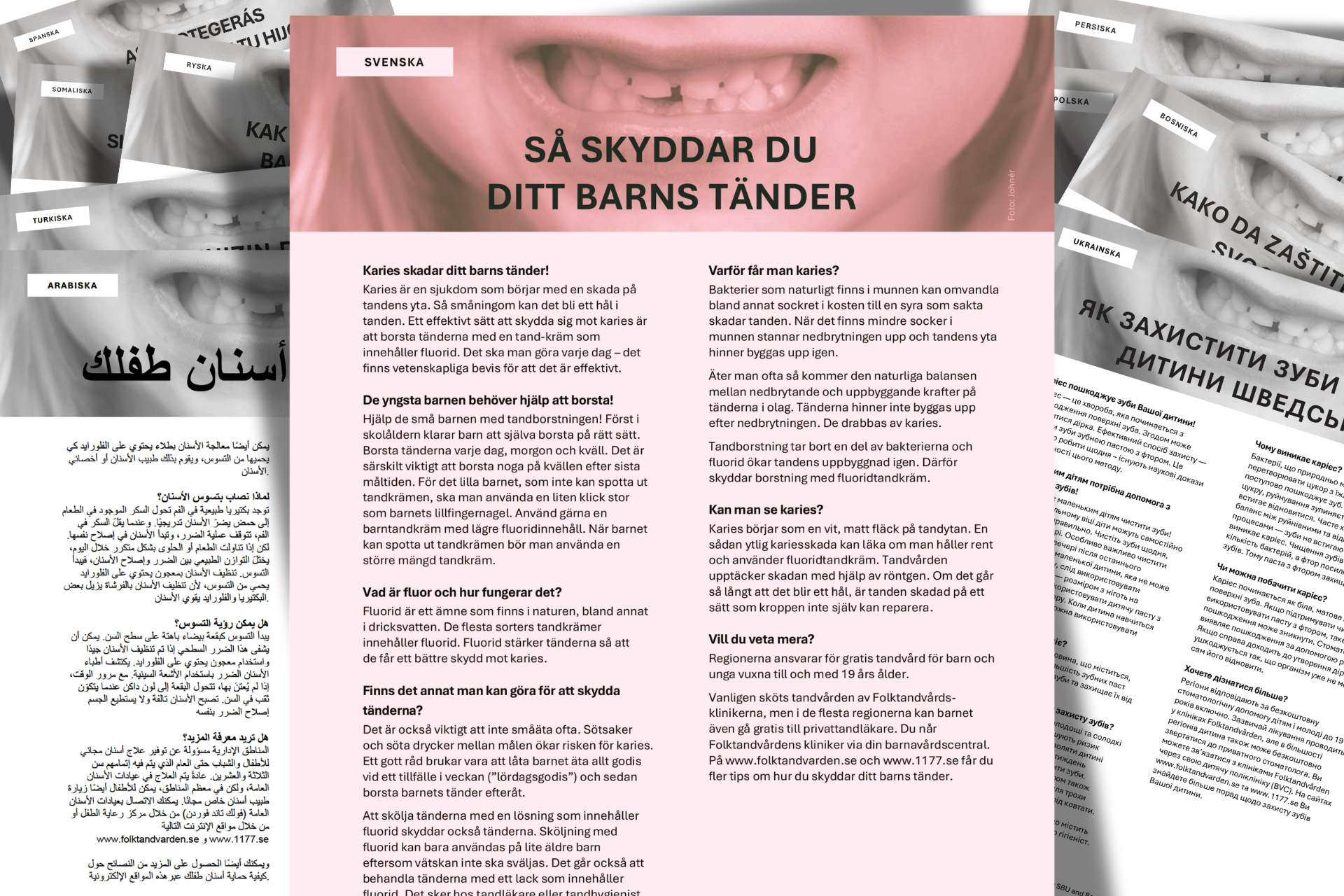 Faktablad på 11 språk om karies hos barn
